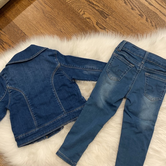 2T Jean Motorcycle Jacket, Red Flannel shirt and AG skinny jeans NWOT - Picture 5 of 5